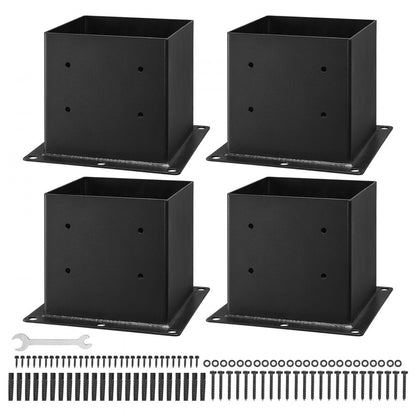 4 Pcs 4x4 Post Base Bracket Wood Fence Post Anchor Inner Size 3.6x3.6 in