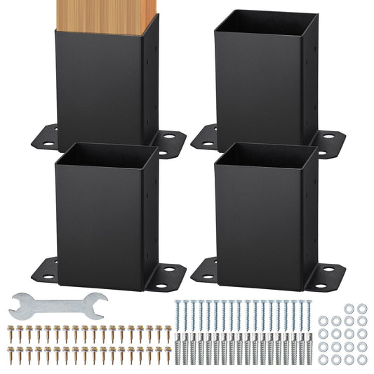 VEVOR 101.6x101.6mm Post Base 4 Pcs, Inner Size 91x91 Post Base Brackets, Heavy