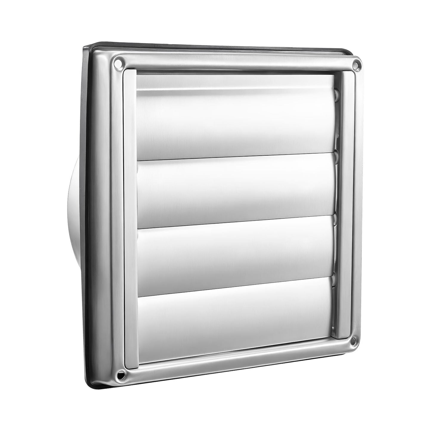 97mm Wall Vent Cover, Louvered Square AC Vent Gable Cover, Premium Stainless Steel & with Noise Reducing Rubber Gasket, for House,Bathroom,Garage,Kitchen,Basement (1 Pack, Silver)