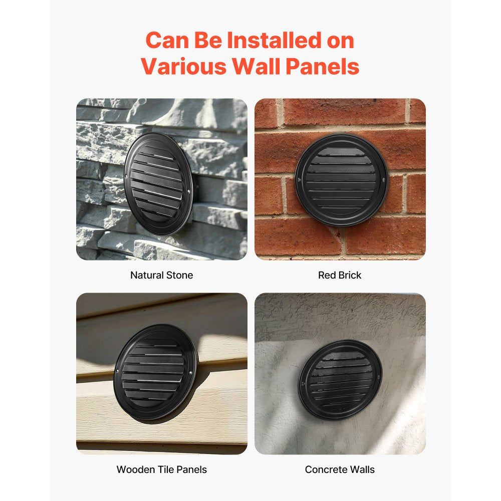 145 mm Round Wall Vent Cover Stainless Steel AC Vent 2 Pack Black