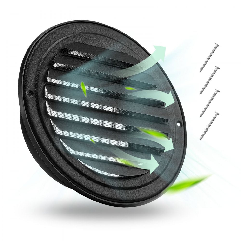 145 mm Round Wall Vent Cover Stainless Steel AC Vent 2 Pack Black