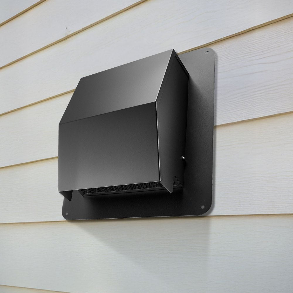 198mm Hooded Wall Vent Cover SPCC Steel Roof Exhaust 1 Pack Black