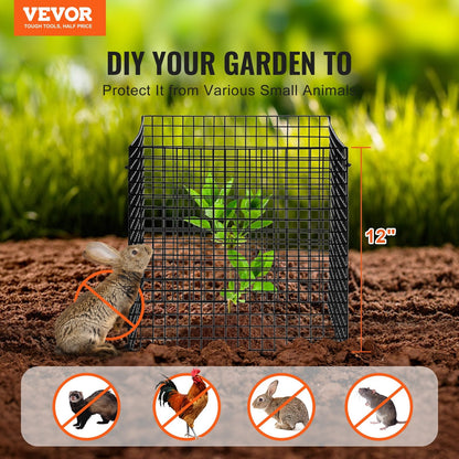10 Pack Metal Plant Cages - 0.3m x 0.3m Animal Protector, Easy Install & Store