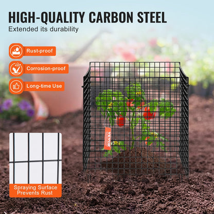 10 Pack Metal Plant Cages - 0.3m x 0.3m Animal Protector, Easy Install & Store