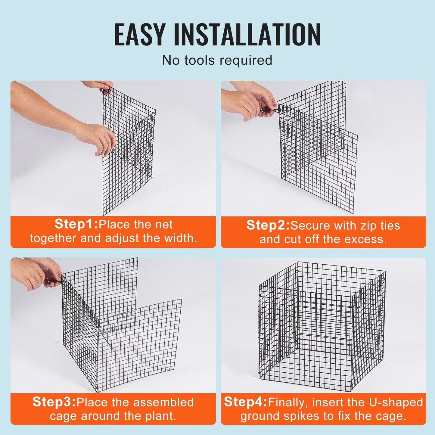 10 Pack Metal Plant Cages - 0.3m x 0.3m Animal Protector, Easy Install & Store