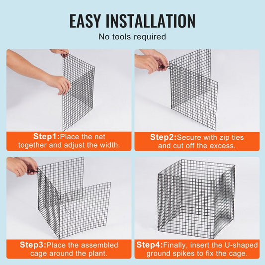 10 Pack Metal Plant Cages - 0.3m x 0.3m Animal Protector, Easy Install & Store