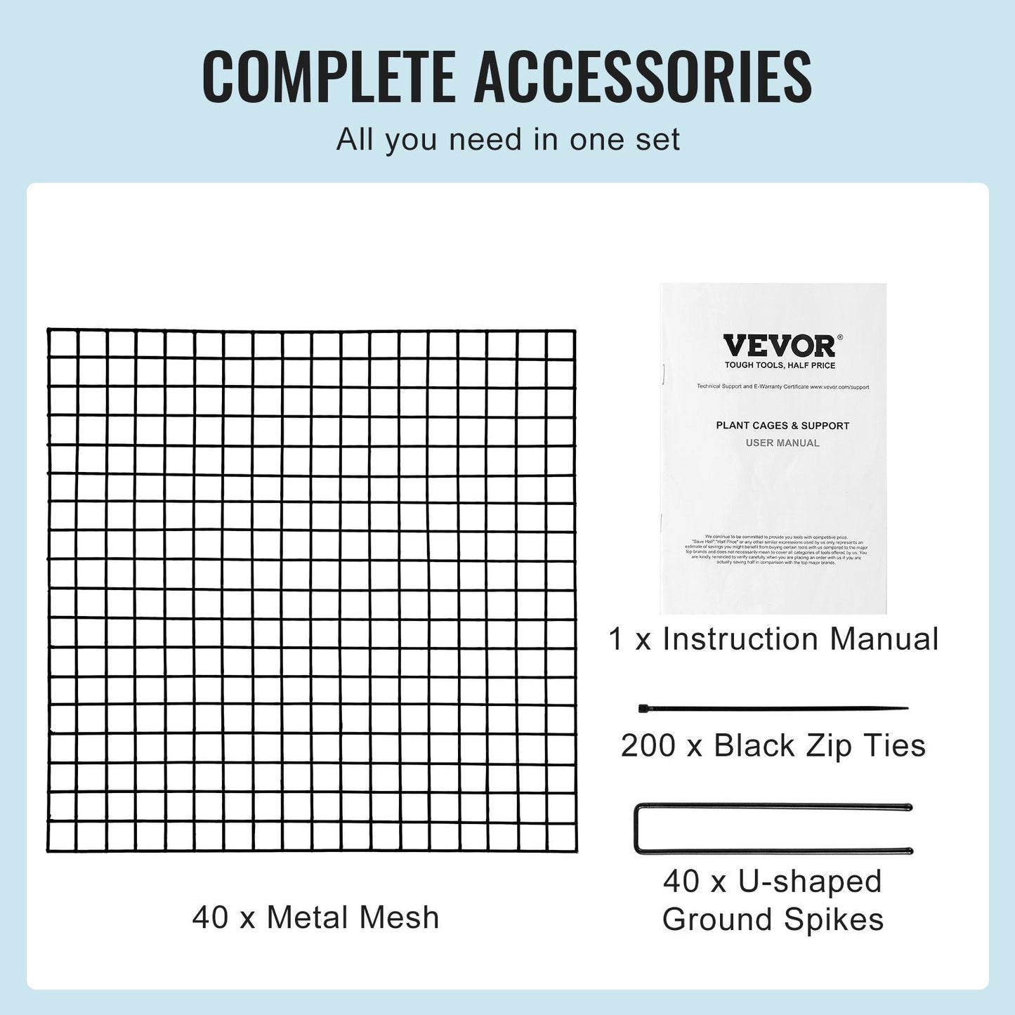 10 Pack Metal Plant Cages - 0.3m x 0.3m Animal Protector, Easy Install & Store