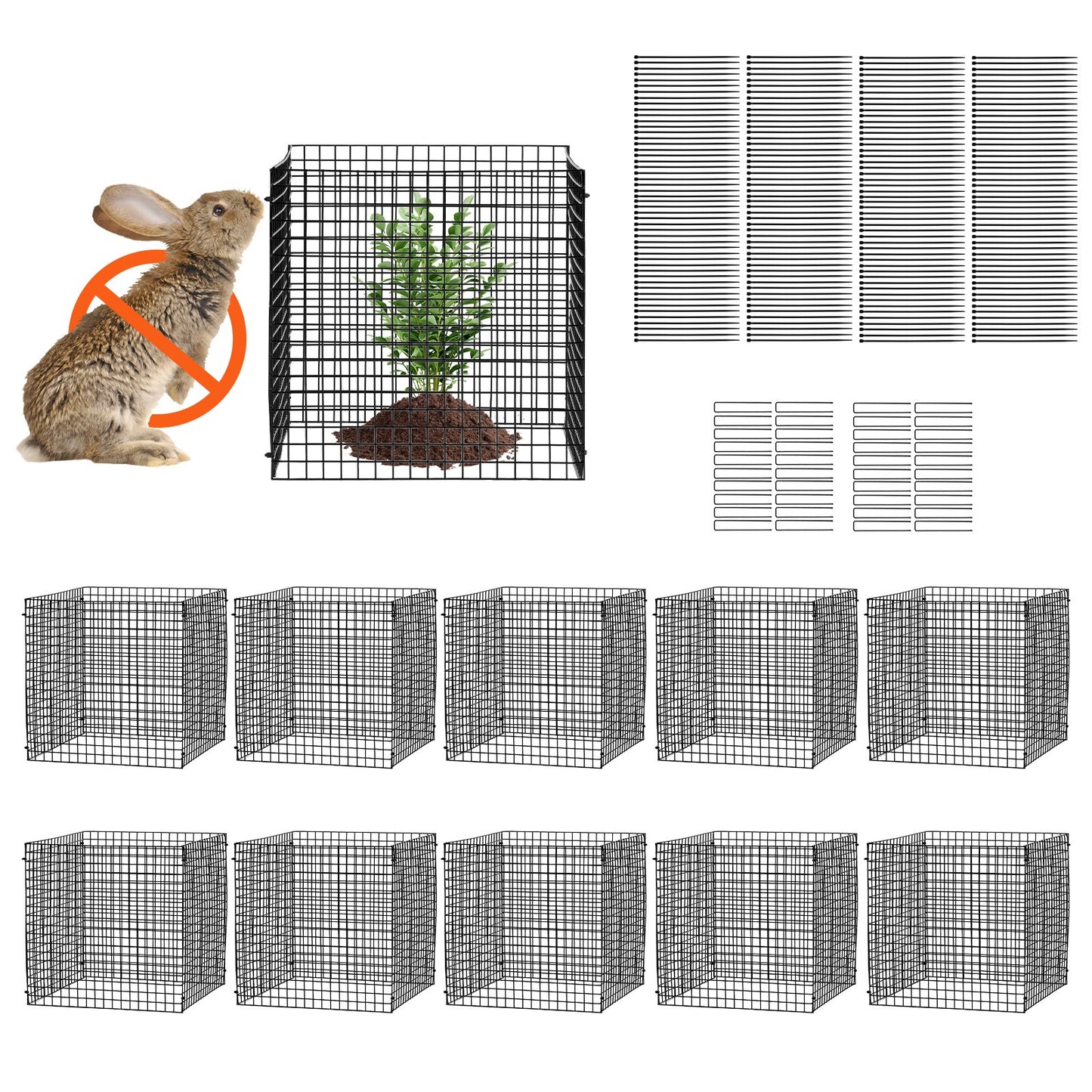 VEVOR 10 Pack Plant Protector from Animals 305 mm x 305 mm Metal Plant Cage