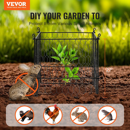 5-Pack Metal Plant Cage - 0.34m x 0.34m Animal Protection Guards, Easy Setup