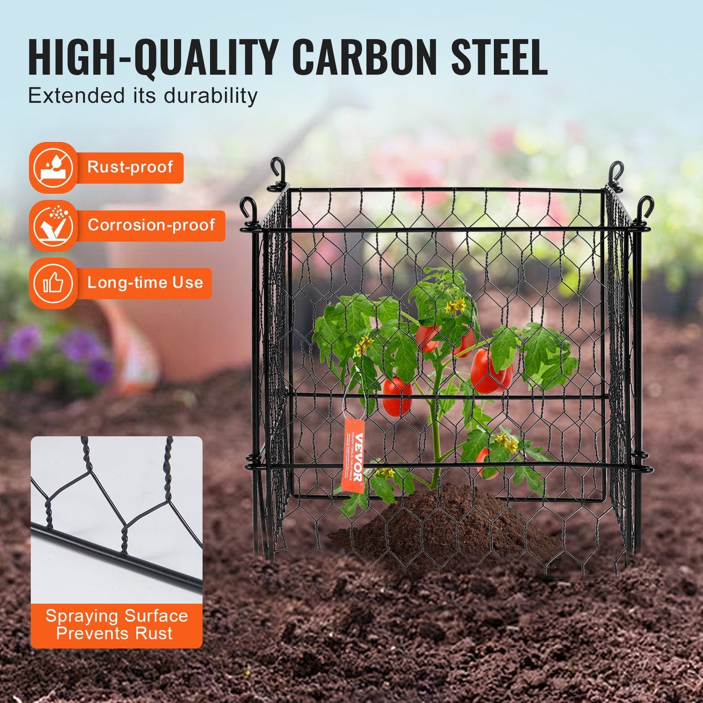 5-Pack Metal Plant Cage - 0.34m x 0.34m Animal Protection Guards, Easy Setup