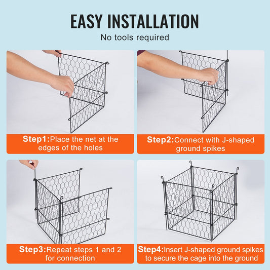 5-Pack Metal Plant Cage - 0.34m x 0.34m Animal Protection Guards, Easy Setup