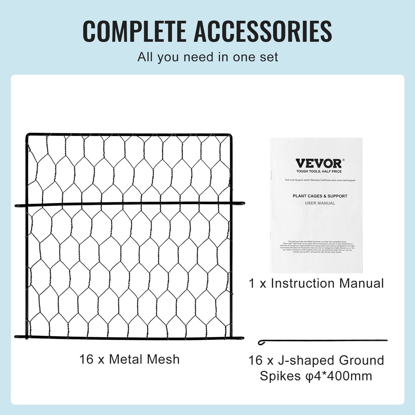 VEVOR 5 Pack Plant Protector from Animals 340 mm x 340 mm Metal Plant Cage