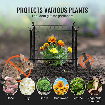 5-Pack Metal Plant Cage - 0.34m x 0.34m Animal Protection Guards, Easy Setup