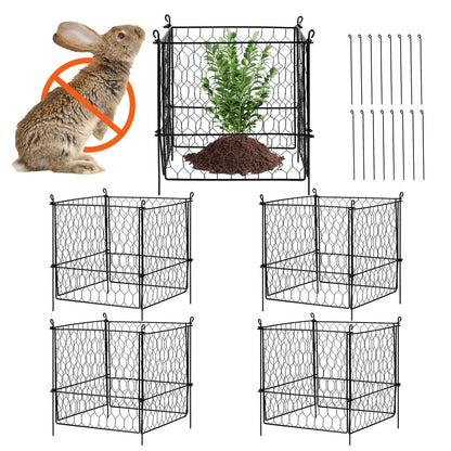 5-Pack Metal Plant Cage - 0.34m x 0.34m Animal Protection Guards, Easy Setup