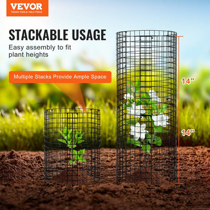 6-Pack Metal Plant Protector Cage, 0.32m Dia x 0.36m Height, Durable & Easy Setup