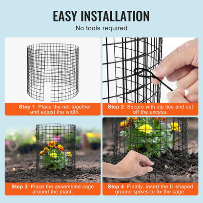 6-Pack Metal Plant Protector Cage, 0.32m Dia x 0.36m Height, Durable & Easy Setup