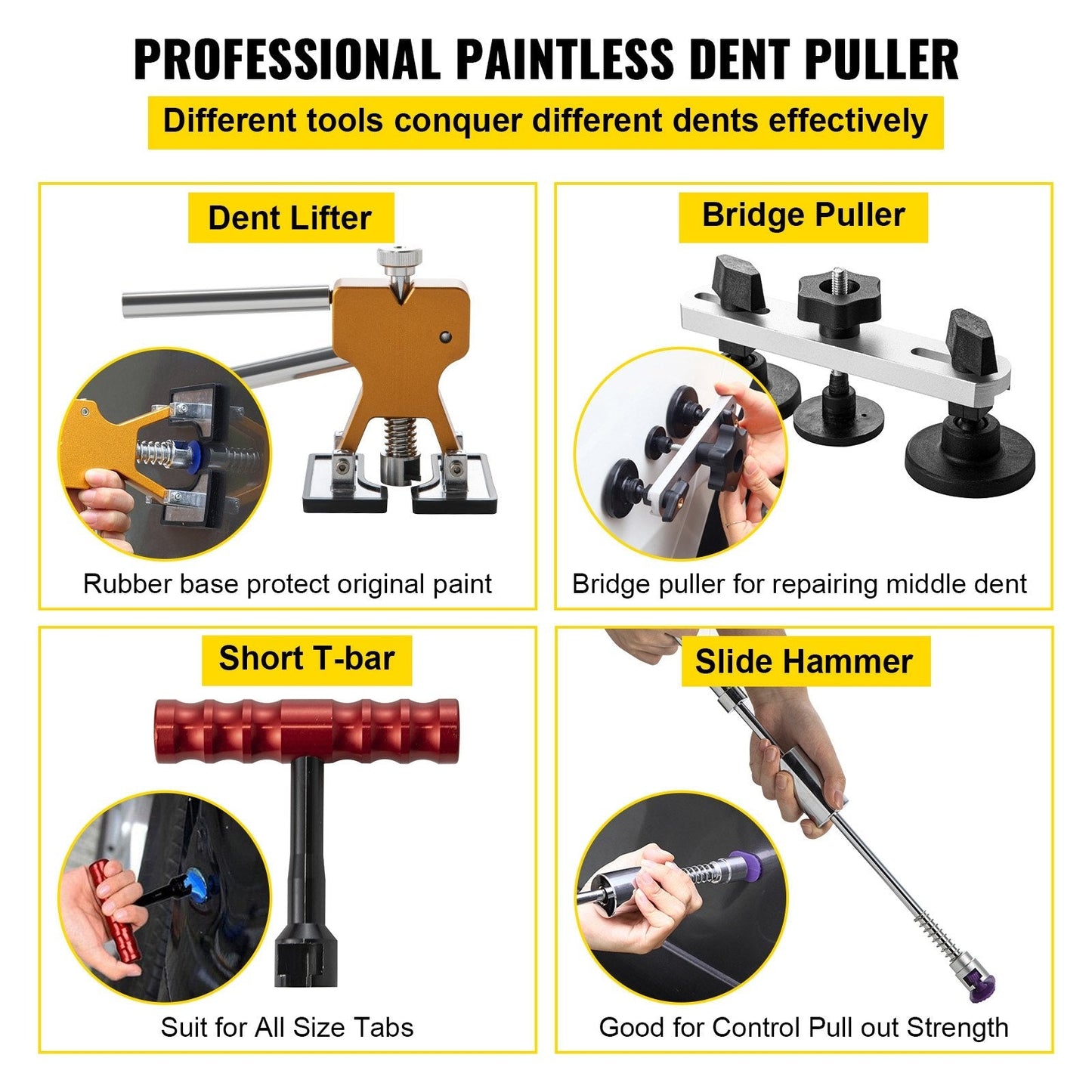 89-Piece Stainless Steel Paintless Dent Removal Tool Kit - Professional Repair