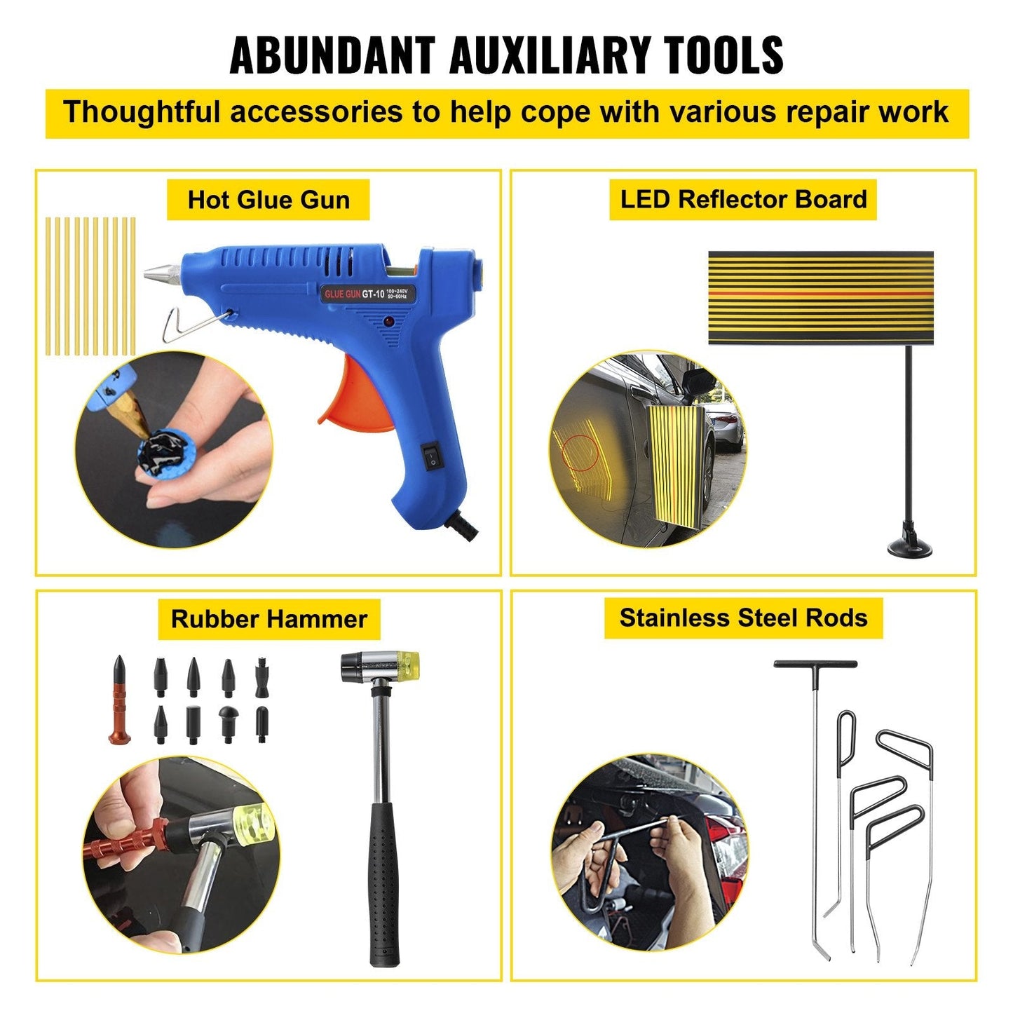 89-Piece Stainless Steel Paintless Dent Removal Tool Kit - Professional Repair