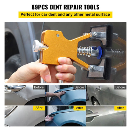 Comprehensive Dent Repair Kit: 89-Piece Set with Lifter, Puller, Hammer & More