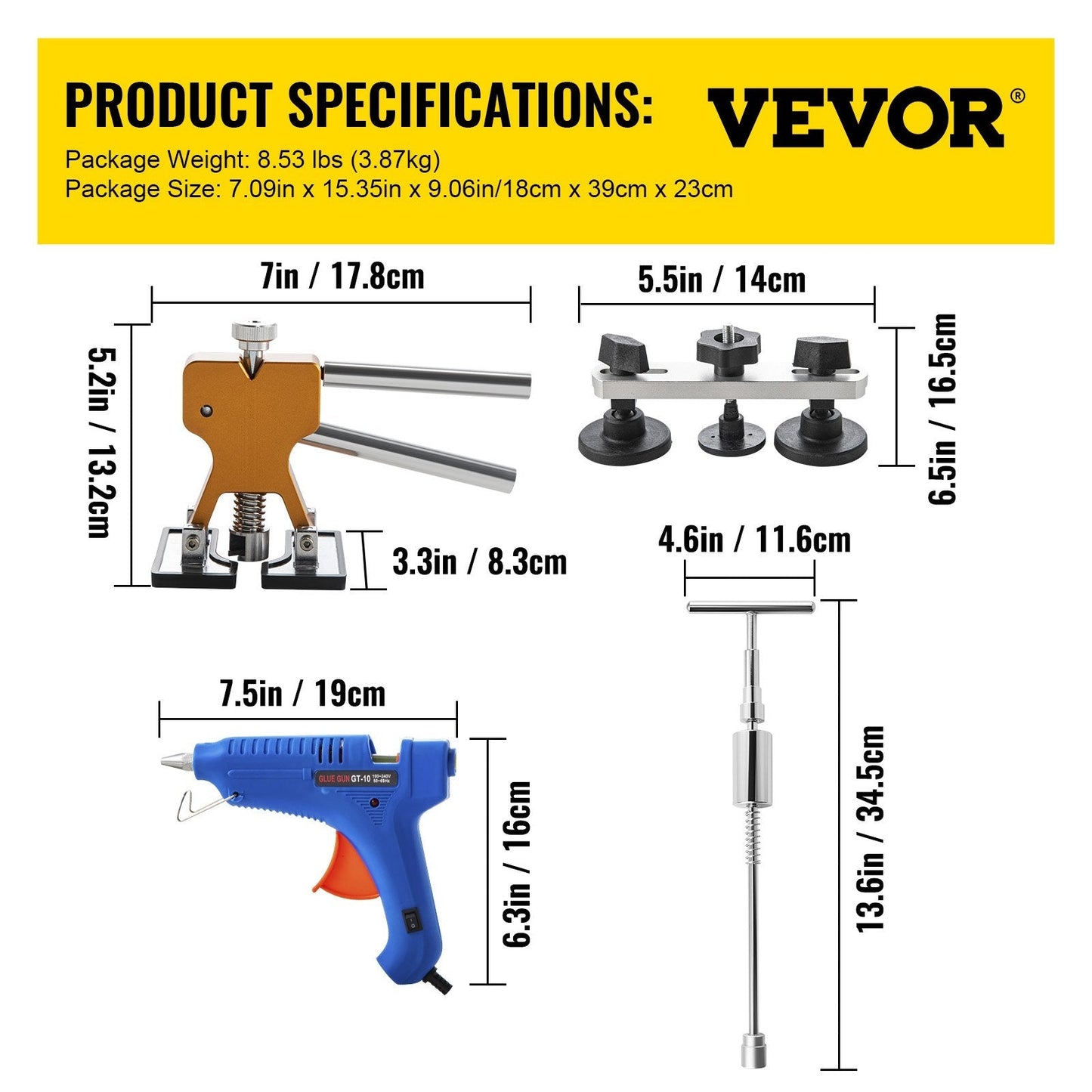 Comprehensive Dent Repair Kit: 89-Piece Set with Lifter, Puller, Hammer & More