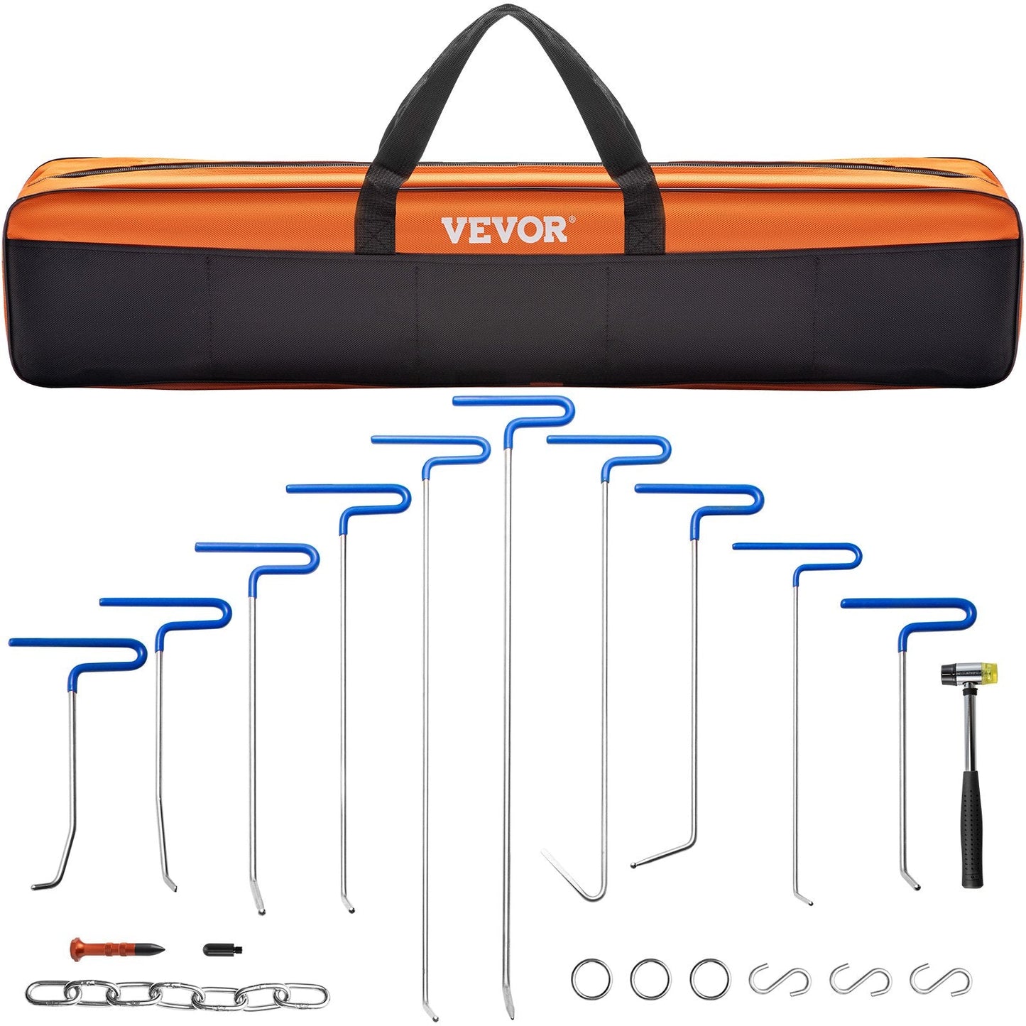 20-Piece Stainless Steel Dent Removal Kit with Rubber Hammer and Hooks