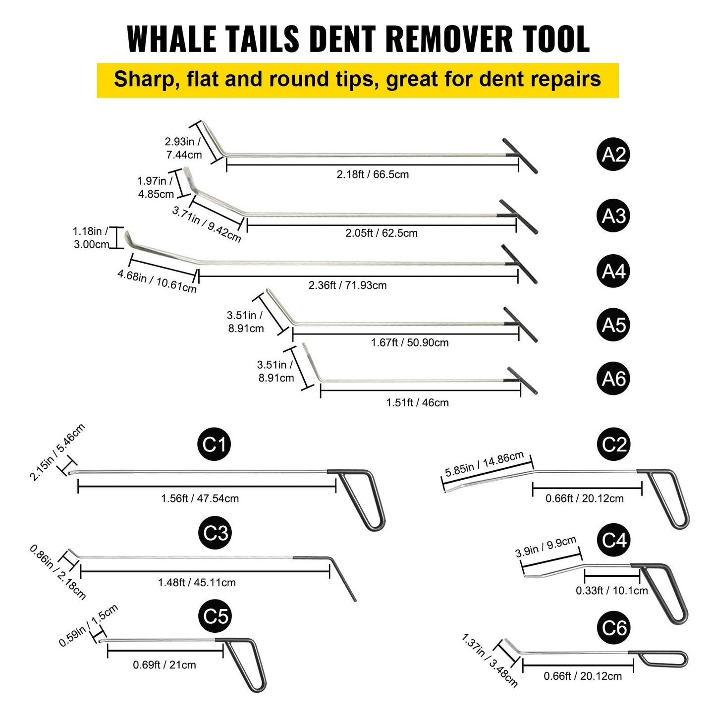 21-Piece Paintless Dent Repair Kit, Stainless Steel Rods, Hail & Ding Remover
