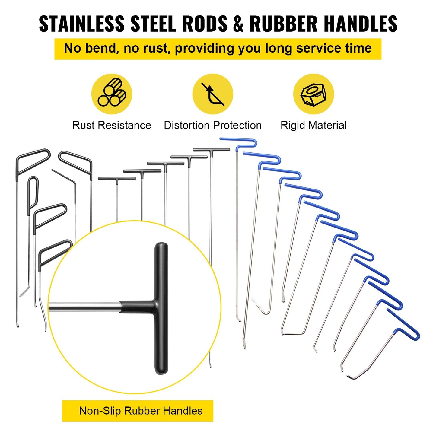 VEVOR Rods Dent Removal Kit, 21 Pcs Paintless Dent Repair Rods, Stainless Steel