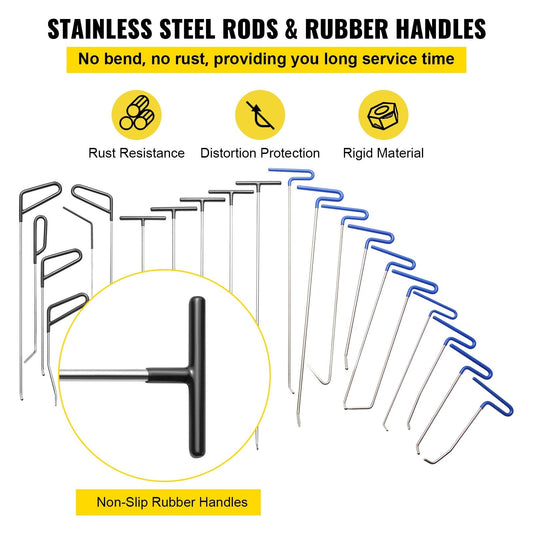 21-Piece Paintless Dent Repair Kit, Stainless Steel Rods, Hail & Ding Remover