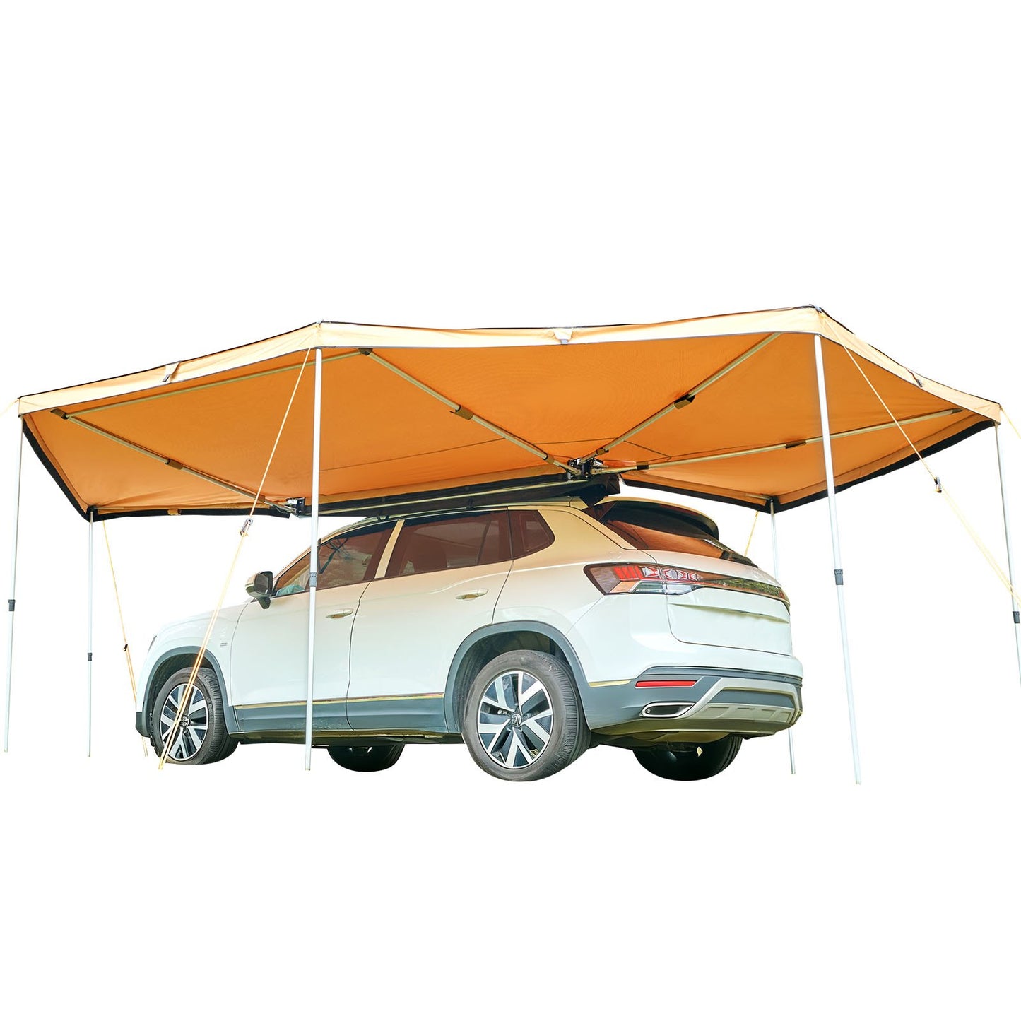 270 Degree Awning with Bulit-in LED Lights, 12.4 ㎡ Driver Side Vehicle Awning, Waterproof UV50+ Car Side Awnings, All-Weather Free-Standing Overland Awnings Car Shelter for SUV Truck Camping