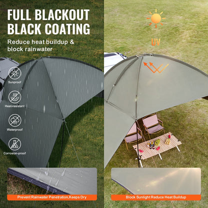 Large Vehicle Awning with UV Protection and Portable Storage, 3m x 2m Shade Area