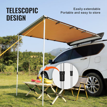 Retractable Car Awning with UV Protection, 2m x 2.5m, Includes Waterproof Bag