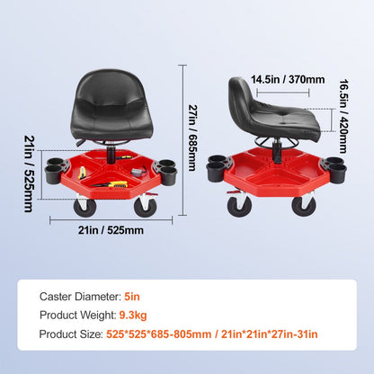 VEVOR Mechanics Swivel Seat 300 LBS Rolling Work Stool Height Adjustable Seat