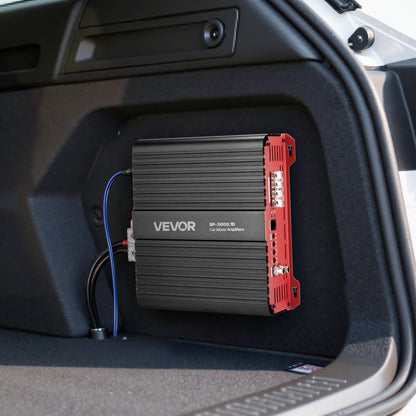 Monoblock Car Amplifier, 3000W RMS MAX, 1/2/4 Ohm Stable, 1-Channel Class D Car Audio Amplifier with Remote Subwoofer Level Control, Low Pass Filter and Bass Boost, Volume Controller Included