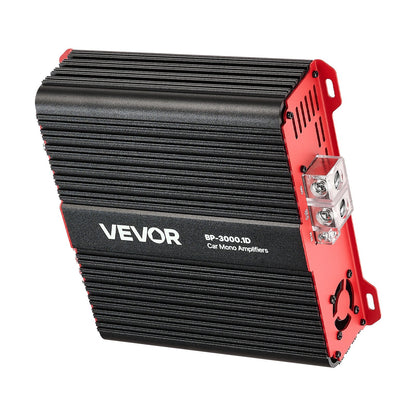 Monoblock Car Amplifier, 3000W RMS MAX, 1/2/4 Ohm Stable, 1-Channel Class D Car Audio Amplifier with Remote Subwoofer Level Control, Low Pass Filter and Bass Boost, Volume Controller Included