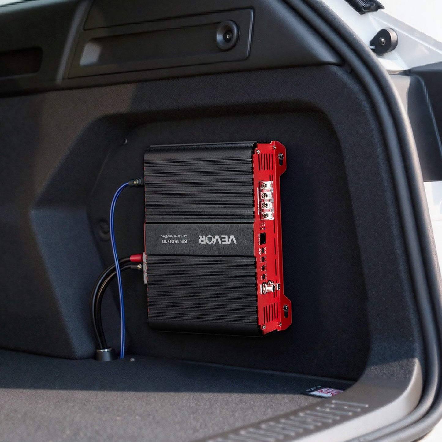 Monoblock Car Amplifier, 1500W RMS MAX, 1/2/4 Ohm Stable, 1-Channel Class D Car Audio Amplifier with Remote Subwoofer Level Control, Low Pass Filter and Bass Boost, Volume Controller Included
