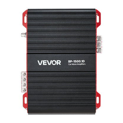 Monoblock Car Amplifier, 1500W RMS MAX, 1/2/4 Ohm Stable, 1-Channel Class D Car Audio Amplifier with Remote Subwoofer Level Control, Low Pass Filter and Bass Boost, Volume Controller Included