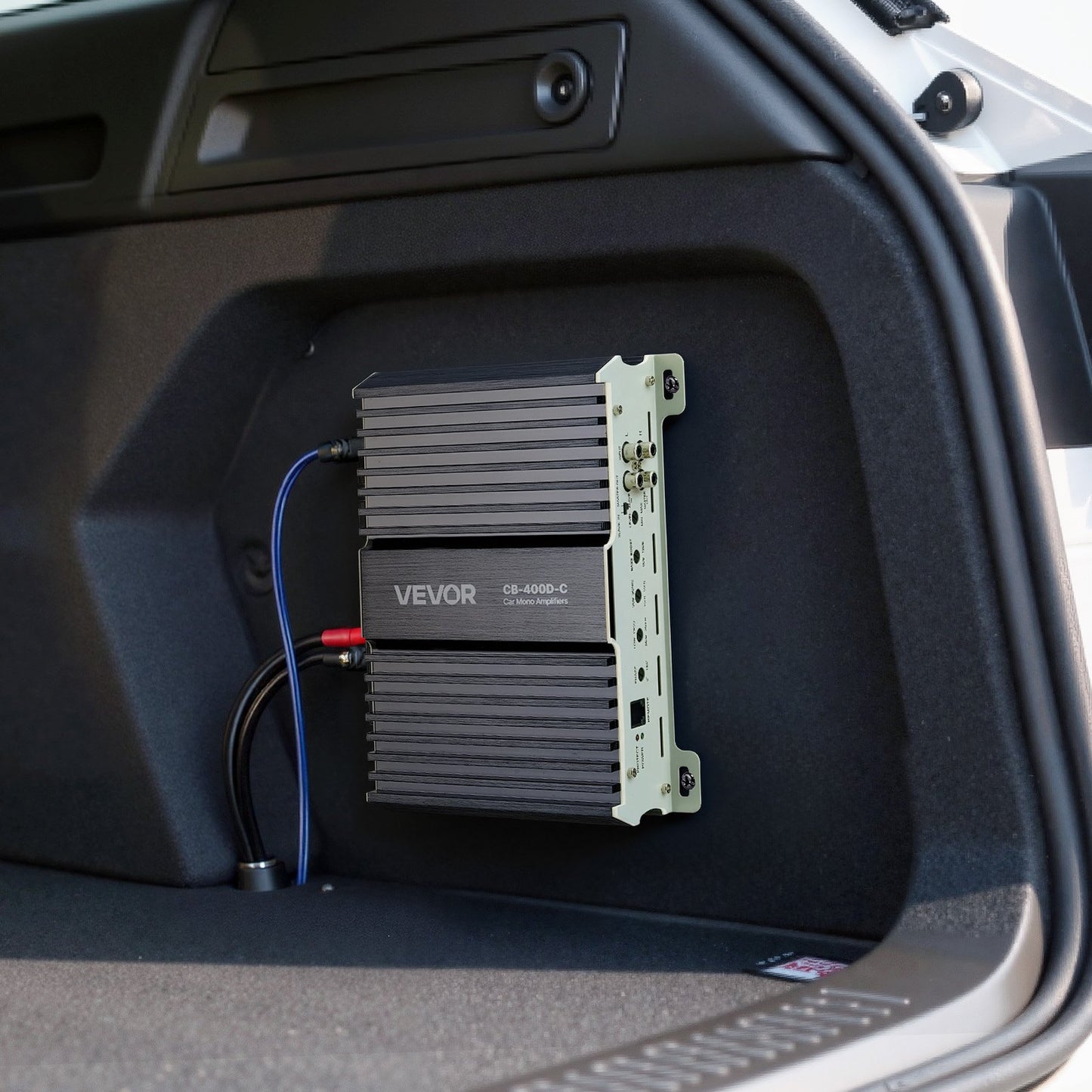 Monoblock Car Amplifier, 400W RMS MAX, 1/2/4 Ohm Stable, 1-Channel Class D Car Audio Amplifier with Remote Subwoofer Level Control, Low Pass Filter, Bass Boost & Phase Shift, Volume Controller