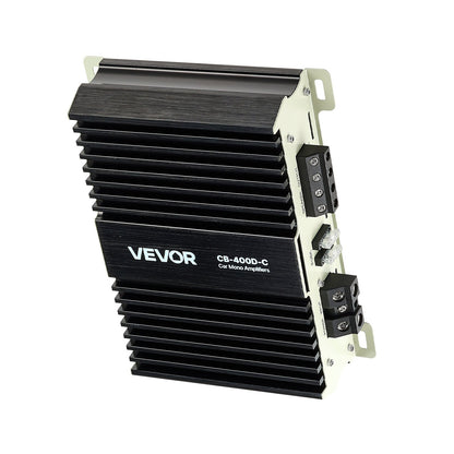 Monoblock Car Amplifier, 400W RMS MAX, 1/2/4 Ohm Stable, 1-Channel Class D Car Audio Amplifier with Remote Subwoofer Level Control, Low Pass Filter, Bass Boost & Phase Shift, Volume Controller