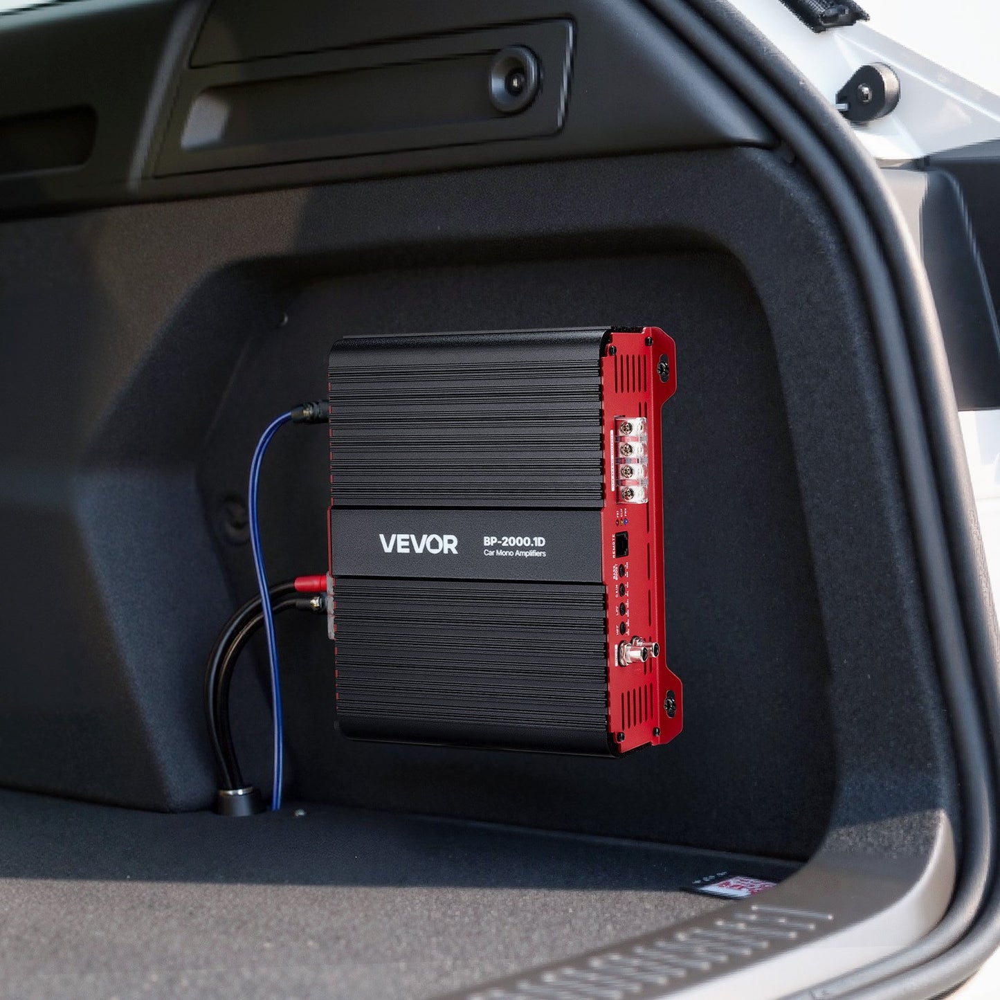 Monoblock Car Amplifier, 2000W RMS MAX, 1/2/4 Ohm Stable, 1-Channel Class D Car Audio Amplifier with Remote Subwoofer Level Control, Low Pass Filter and Bass Boost, Volume Controller Included