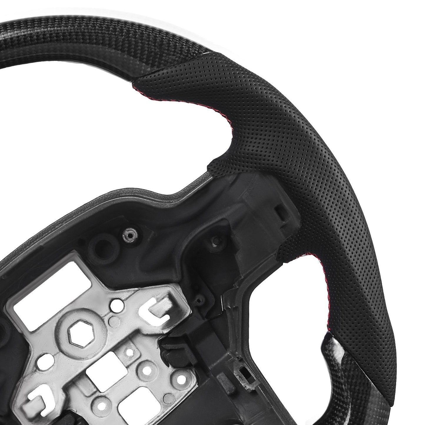 Steering Wheel for 2021-2024 Ford F150, Carbon Fiber Steering Wheel D-Shaped Flat-Bottom, Leather Grip with Non-Slip Texture & Precise Stitching, Accessories Replacement for Ford F150, Black