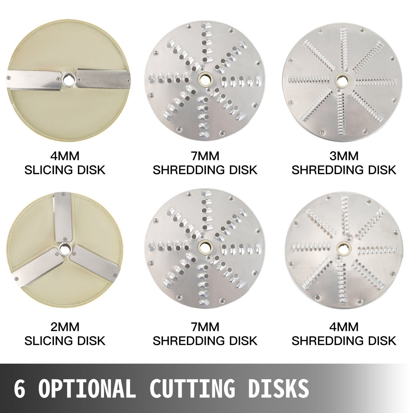 Commercial Food Processor with 6 Disks, Stainless Steel, 0.3m, 23kg, 550W