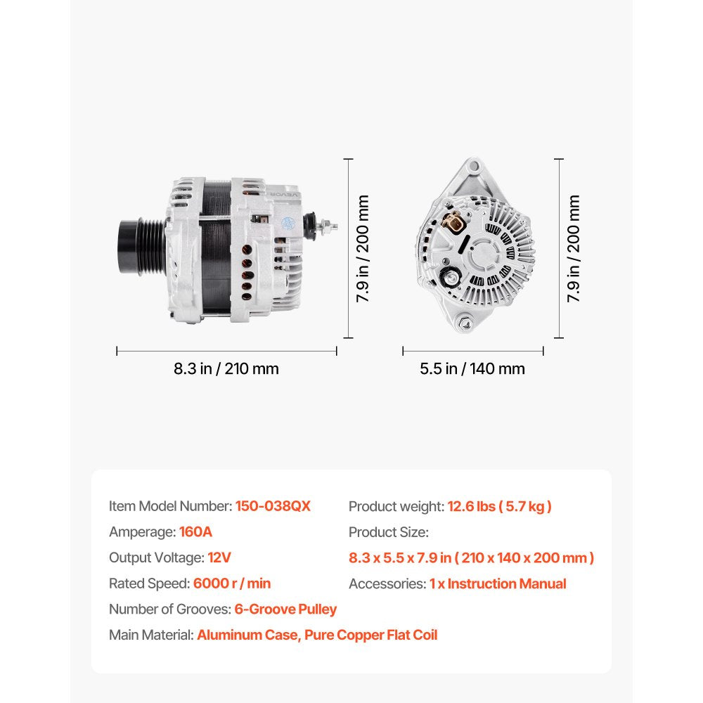 Alternator Car Alternator for Dodge Journey SE Value 2.4L 2020 SXT 12-18