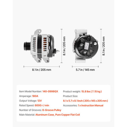 Alternator Car Alternator for Dodge Durango Jeep Grand Cherokee 3.6L 11-20