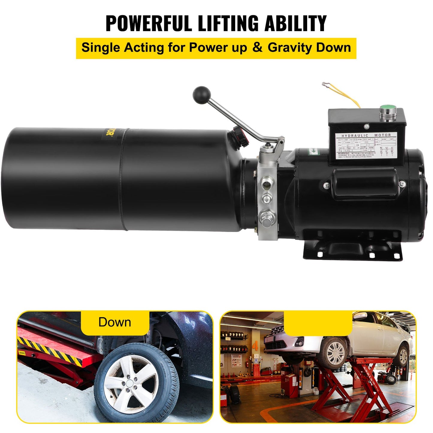 VEVOR 240V Car Lift Hydraulic Power Pack, 12VDC Lift Gates Vehicle Hoist, 2950 PSI
