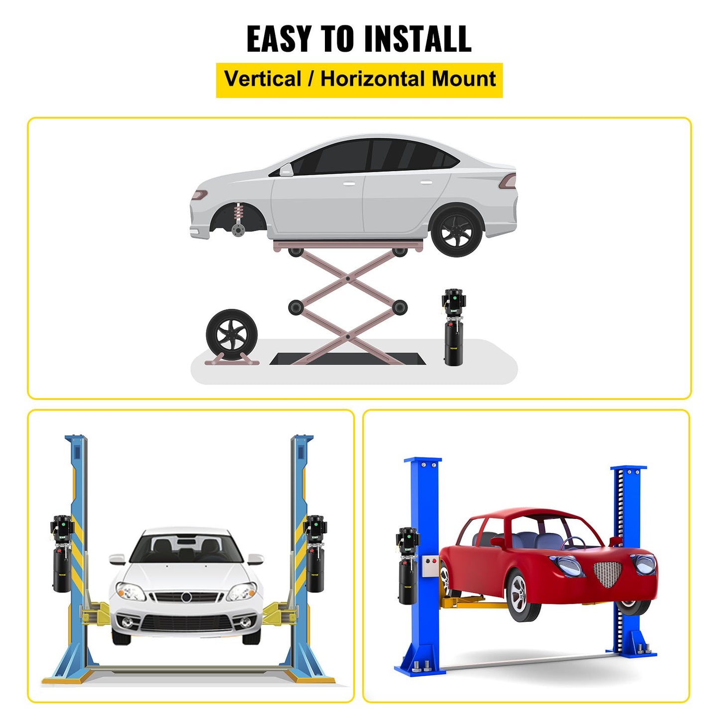VEVOR 240V Car Lift Hydraulic Power Pack, 12VDC Lift Gates Vehicle Hoist, 2950 PSI