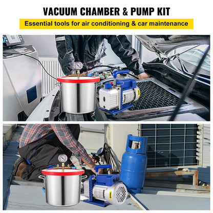 1.8 CFM Vacuum Pump with 7.5L Chamber, 1/4 HP, Copper Motor, Low Noise