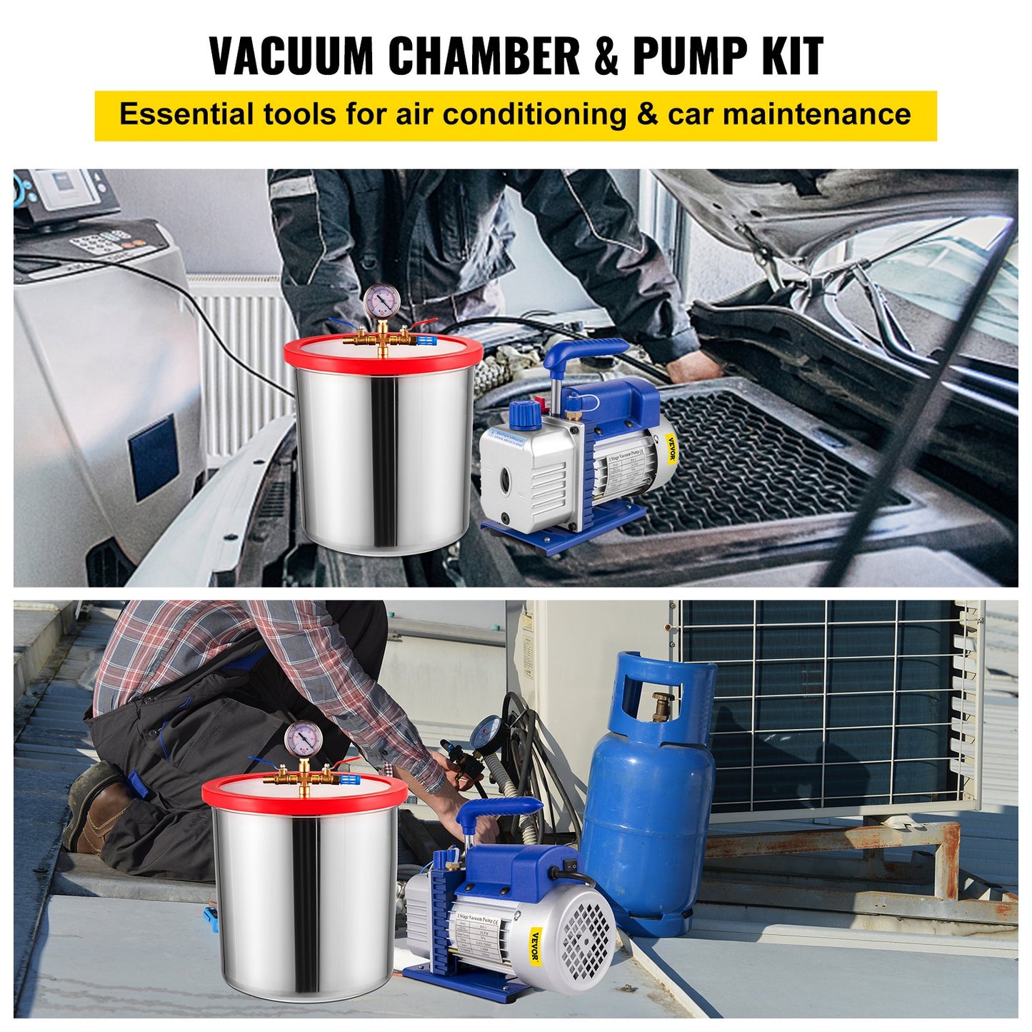 Vevor 5 Gallon Vacuum Chamber Silicone Expoxy Degassing With 3CFM 1/4HP Vacuum Pump