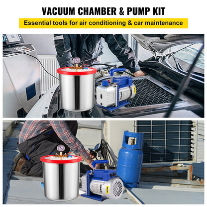 5 Gallon Vacuum Chamber Kit with 0.75m³/min Pump & Silicone Degassing System