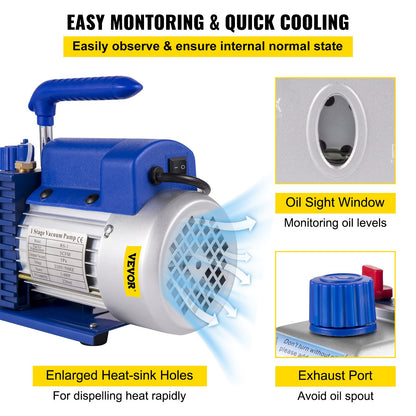 Vevor 5 Gallon Vacuum Chamber Silicone Expoxy Degassing With 3CFM 1/4HP Vacuum Pump