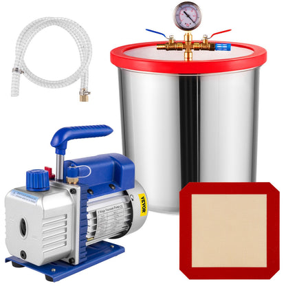 5 Gallon Vacuum Chamber Kit with 0.75m³/min Pump & Silicone Degassing System